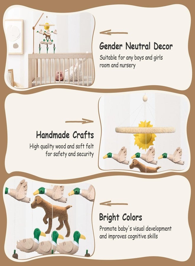 Teeloray Baby Mobile for Crib Mallard Duck Baby Crib Mobile for Boys Girls Handmade Felt Dog Nursery Decor Duck Hunting Decor Infant Toddler Room Hanging for Bassinet Gender Neutral Newborn Gift - Image 4